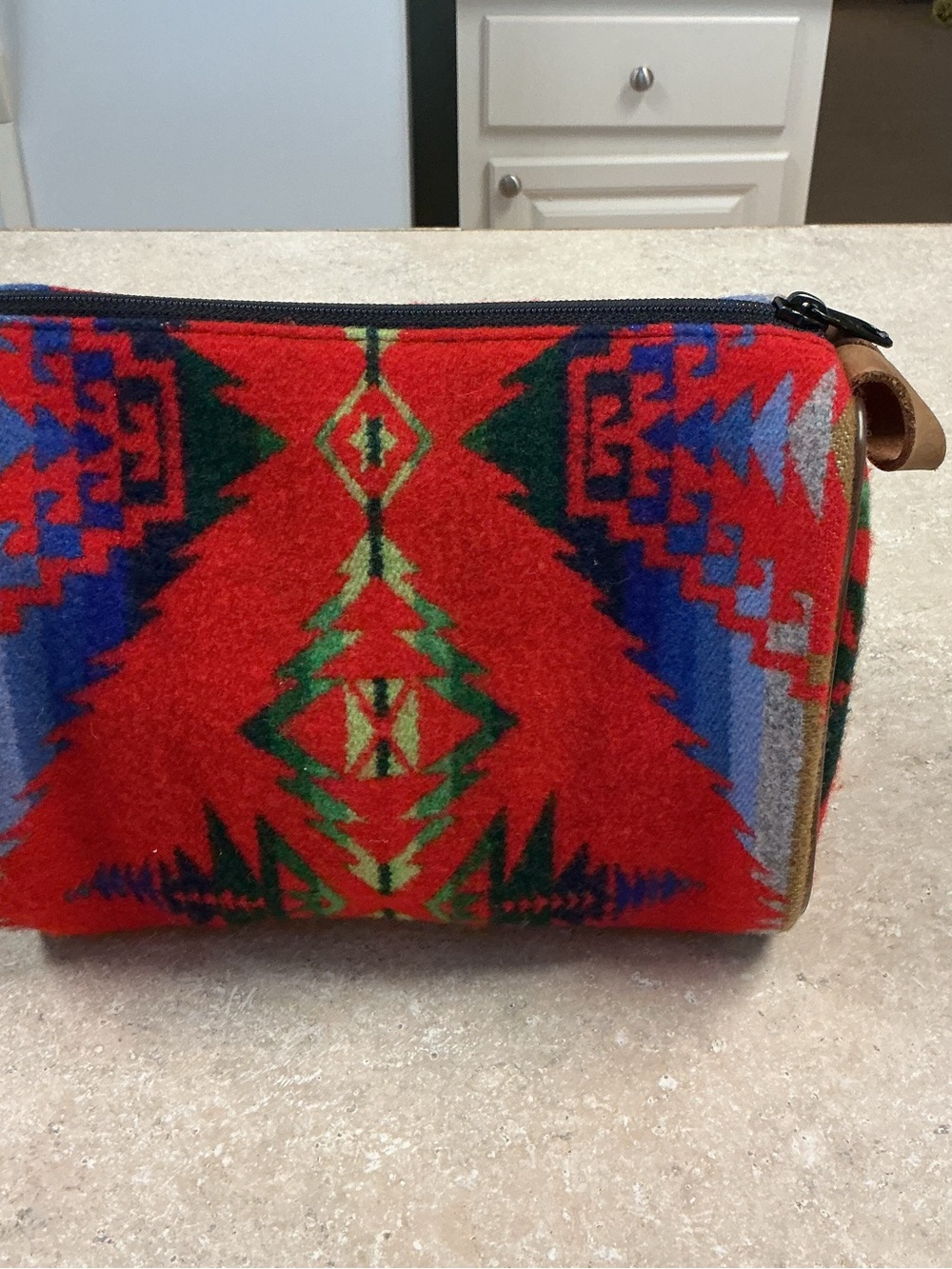 Pendleton Travel Cosmetic Bag 100% Wool Southwestern Aztec Navajo Pouch - Picture 3 of 8